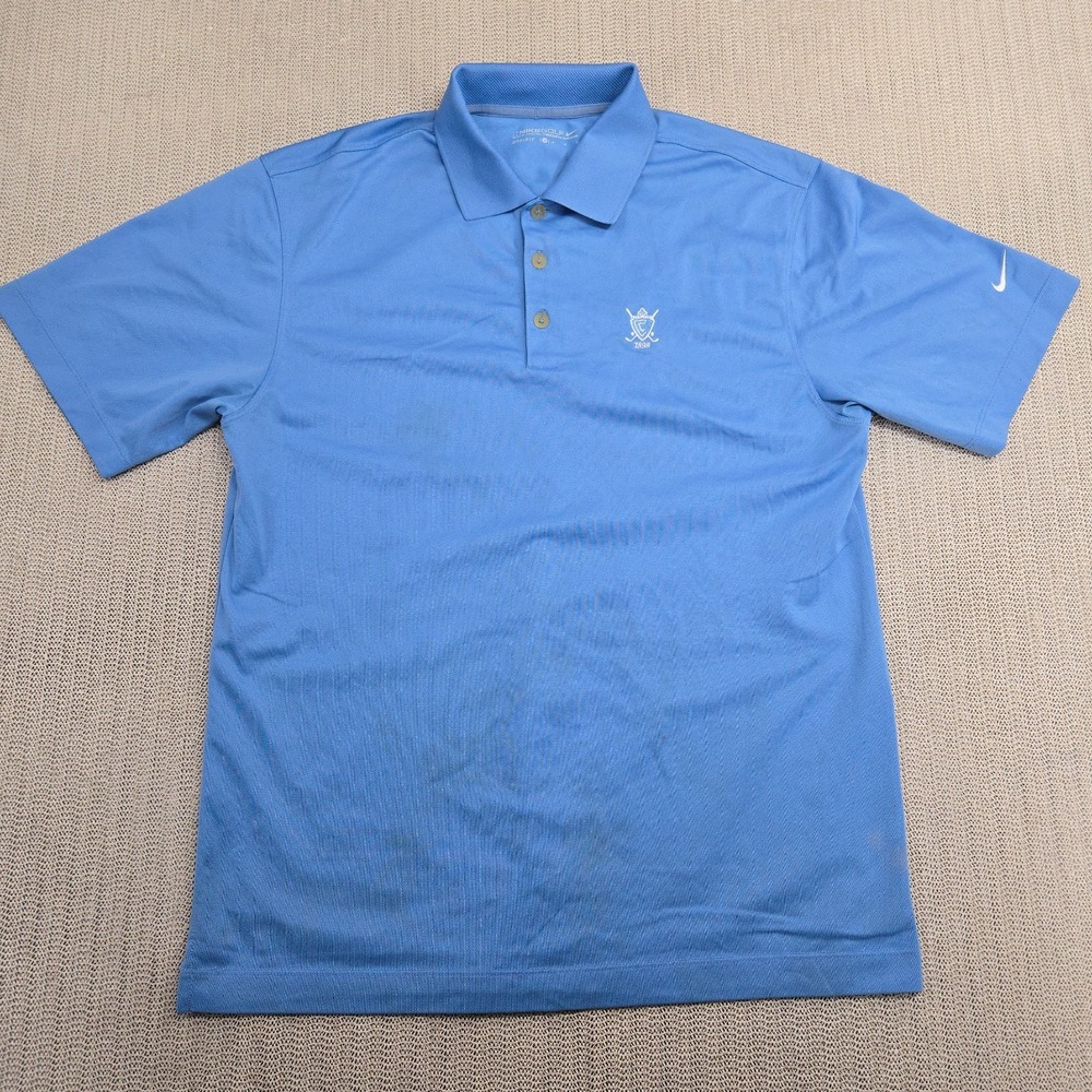Nike Golf Shirt Mens Medium Blue Dri-Fit Tour Performance Stretch Short Sleeve